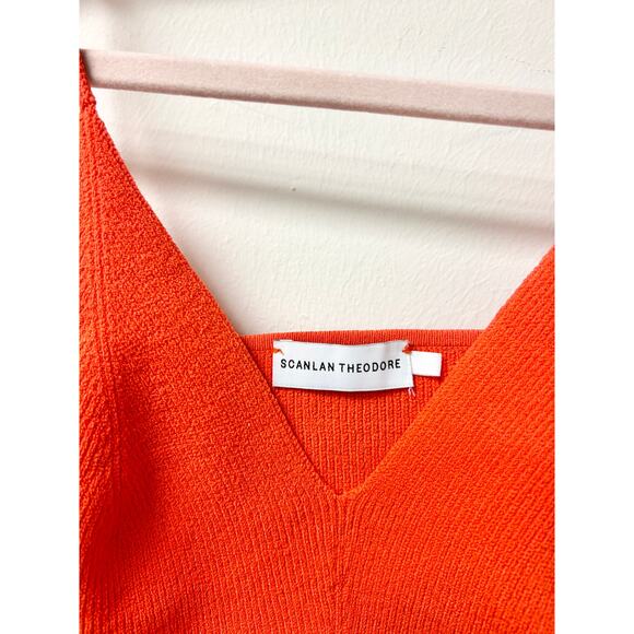 Scanlan Theodore Sleeveless V-Neck Crepe Knit Bralette Crop Top Orange Women's S - Picture 2 of 4